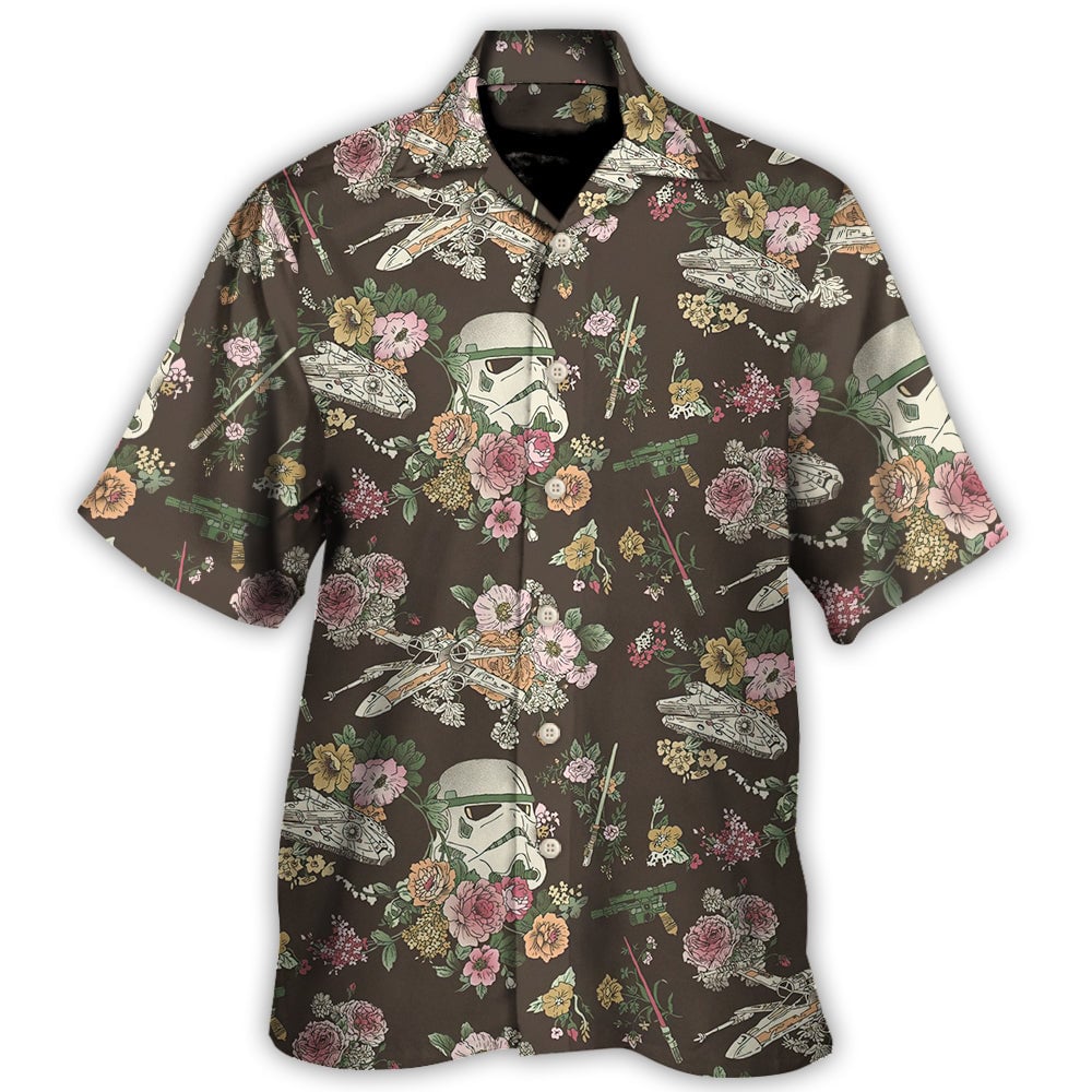 Star Wars Hawaiian Shirt, Stormtrooper Flower Vintage Hawaiian Shirt