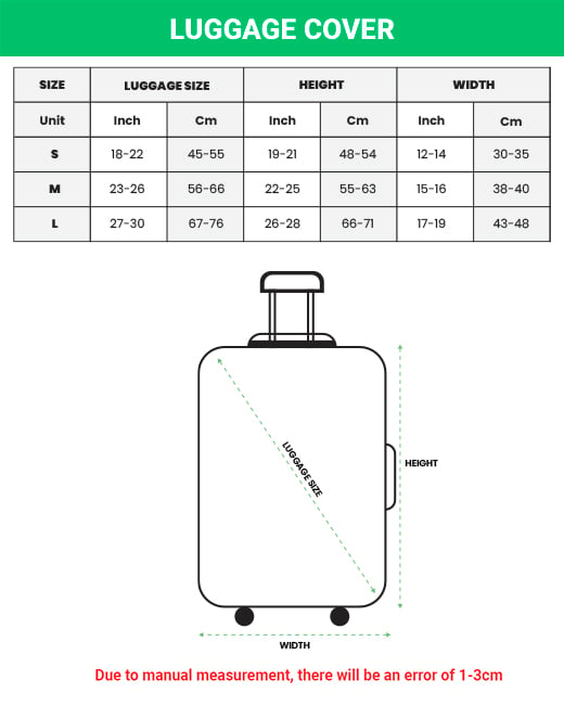 Luggage Cover size chart