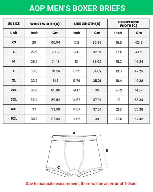 Men's Boxer Briefs size chart