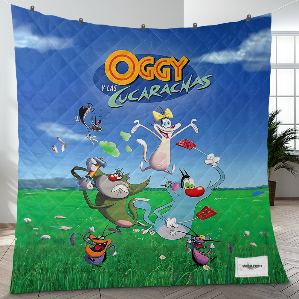 Oggy and the Cockroaches Quilt Blanket