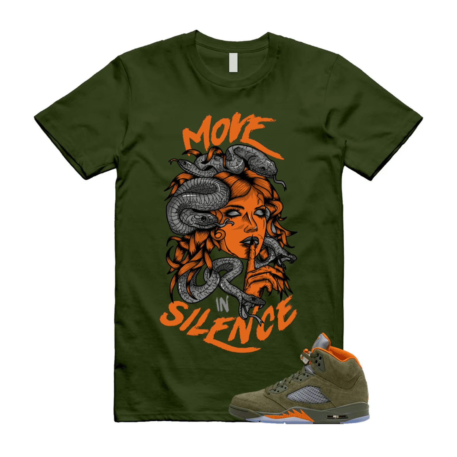 5 Olive Army Solar Orange Black Retro TShirt Match