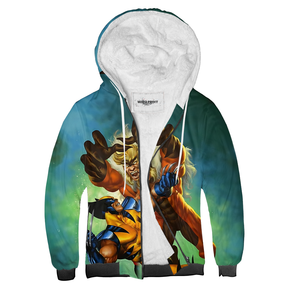 Sabretooth & Wolverine From X-Men Fleece Zip Hoodie